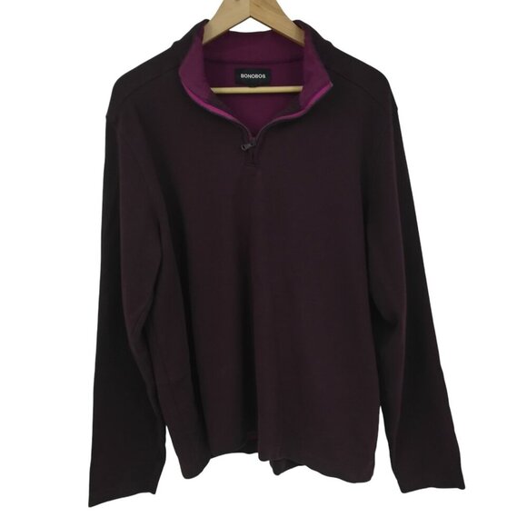 Bonobos Slim 1/4 Zip Pullover Knit Sweatshirt Long Sleeve Size XL Purple Stretch - Picture 1 of 12